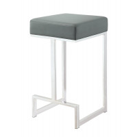 Coaster Furniture 105252 Square Counter Height Stool Grey and Chrome